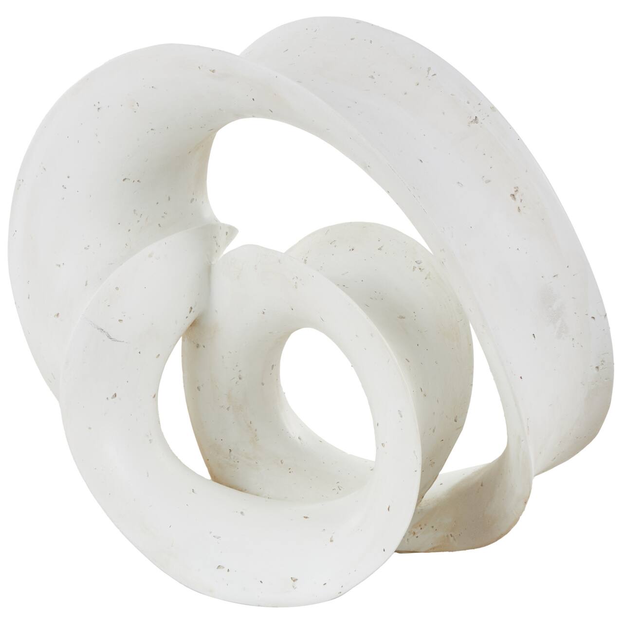 19.75" White Abstract Wavy Shaped Decorative Sculpture with Cutouts & Speckled Texturing